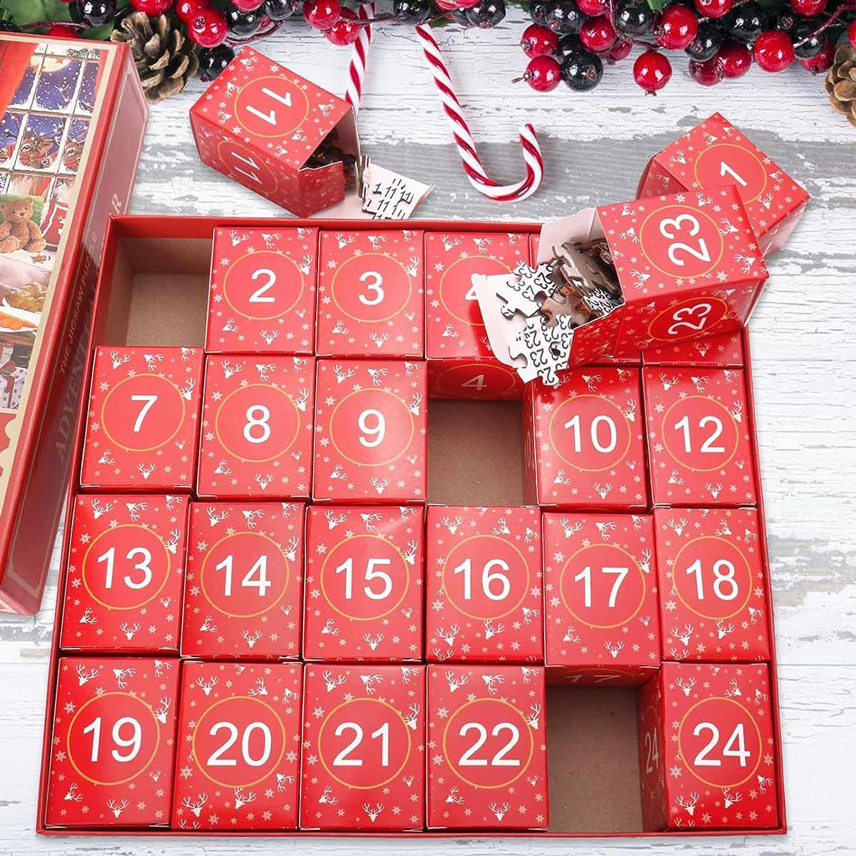 Advent Calendar Brain Teaser Adventskalender  Christmas Advent Calendar, 24-Day Countdown with 1008PCS Jigsaw Puzzle enginediyshop
