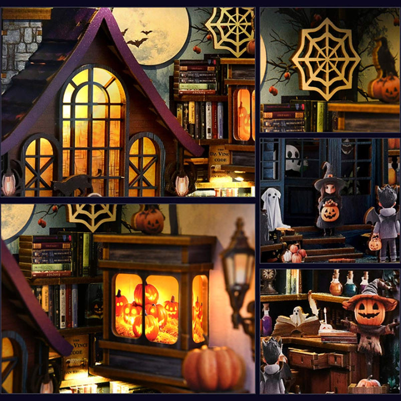 Gothic Haunted Castle 3D Wooden DIY Miniature Horror House Kit, Halloween Desktop Decoration & Creative Gift (237PCS) enginediyshop