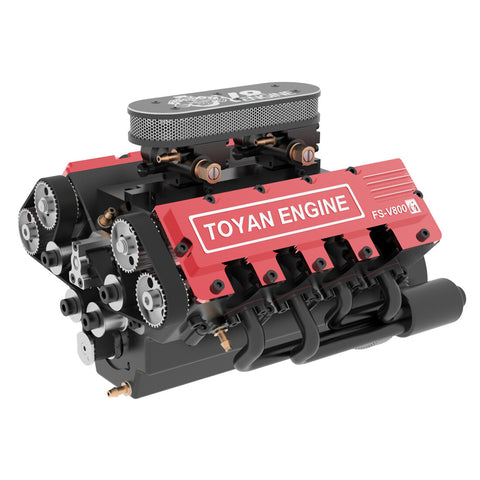 TOYAN V8 Engine FS-V800G 28cc Gasoline Model Kit with Supercharger, CDI Ignition & Accessories - Perfectly Functional enginediyshop