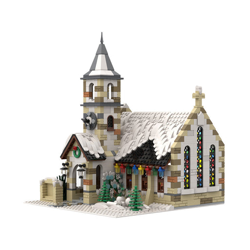 MOC-147549 Winter Country Church Modular Model for Church of the Nativity Building Blocks Toys Set (1769PCS) enginediyshop