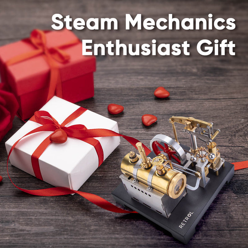 RETROL SE-01 Full Metal Stationary Beam Steam Engine Model and Horizontal Boiler Kit - enginediyshop
