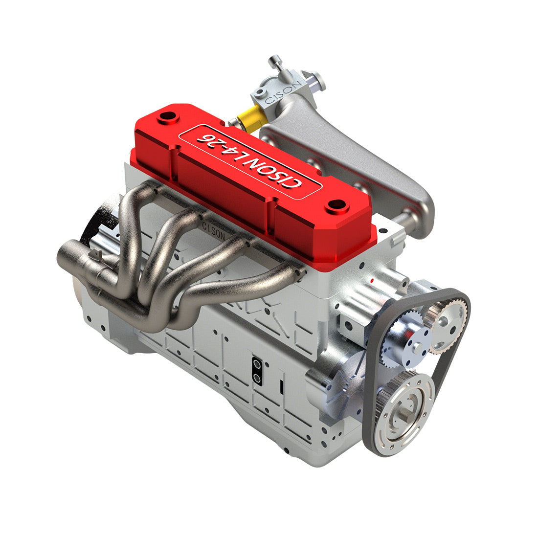 CISON L4-26CC DIY Engine Assembly Kit, Miniature OHV Inline 4-Cylinder 4-Stroke Water Cooled Gasoline Engine Model for RC Car & Display Collection enginediyshop