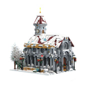 MOC-238564 Winter Village Cathedral Building Block Set with Snowy Red Roof, Clock Tower, Christmas Decor and Detailed Architectural Design-3987PCS enginediyshop