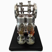 Pigeon-Style Dual-Cylinder Dual-Piston Hot Air Stirling Engine Model - enginediyshop