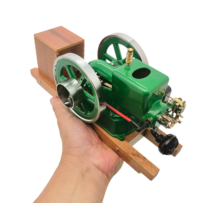 RETROL & OKMO Z01 Gasoline Engine Model Ball Top Miniature Water-Cooled Single-Cylinder 4-Stroke Internal Combustion Engine with Ignition System and Wooden Display Stand