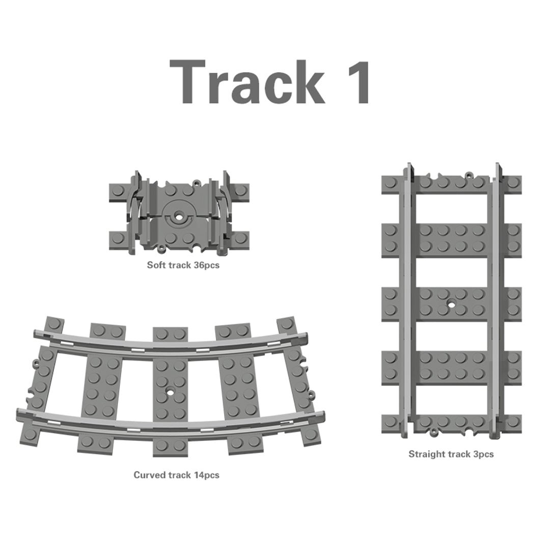 53Pcs Train Tracks Rails Set DIY Construction Toys Building Blocks Bricks Parts for Mainstream Building Block Brands enginediyshop