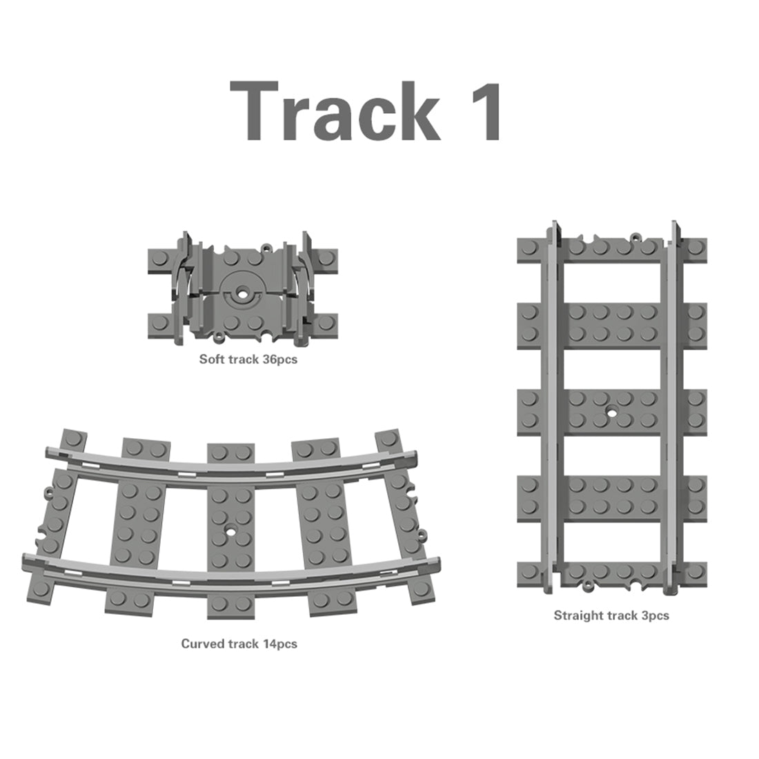 53Pcs Train Tracks Rails Set DIY Construction Toys Building Blocks Bri ...