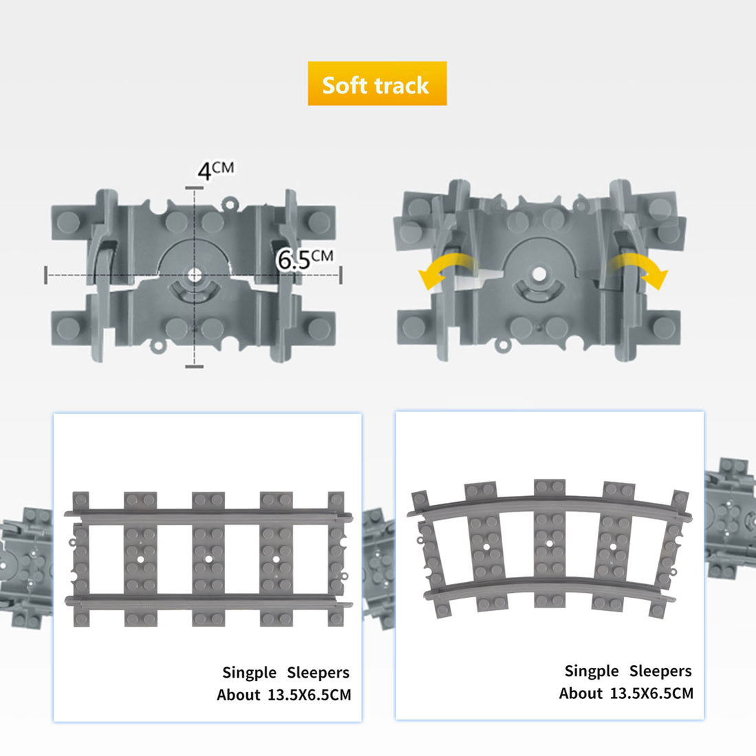 53Pcs Train Tracks Rails Set DIY Construction Toys Building Blocks Bri ...