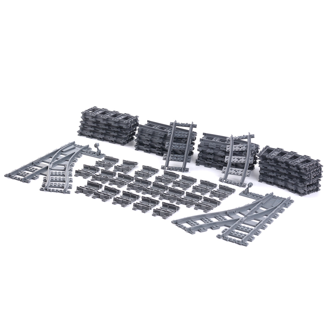 61Pcs Train Tracks Rails Set DIY Construction Toys Building Blocks Bri ...