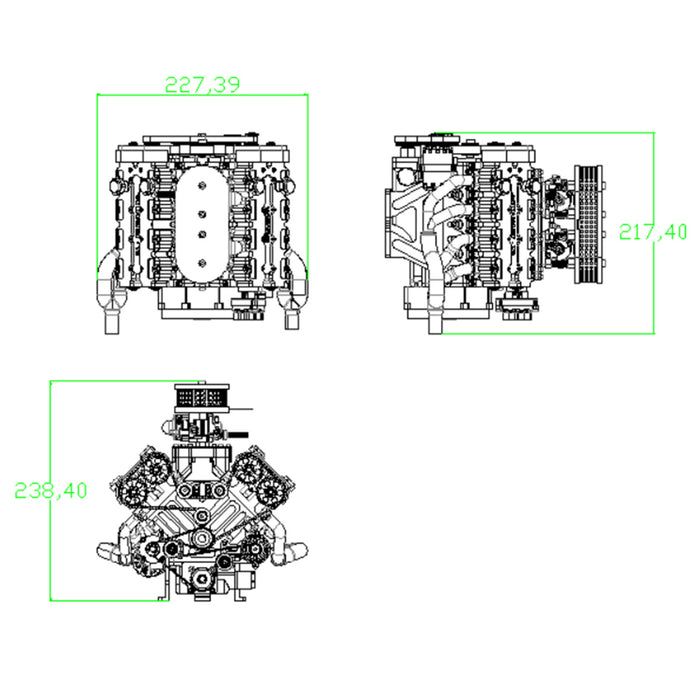 ENJOMOR GS-V8 PRO 78cc DOHC 4-Stroke 3-Ring 32-Valve Water-Cooled Gasoline Internal Combustion Engine Model with Electric Start (Assembled Version)