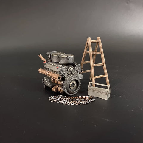 War Park WS039, 1/30, Tiger Tank V Engine Model + Ladder + Toolbox + Iron Chain, Mini Ornament enginediyshop
