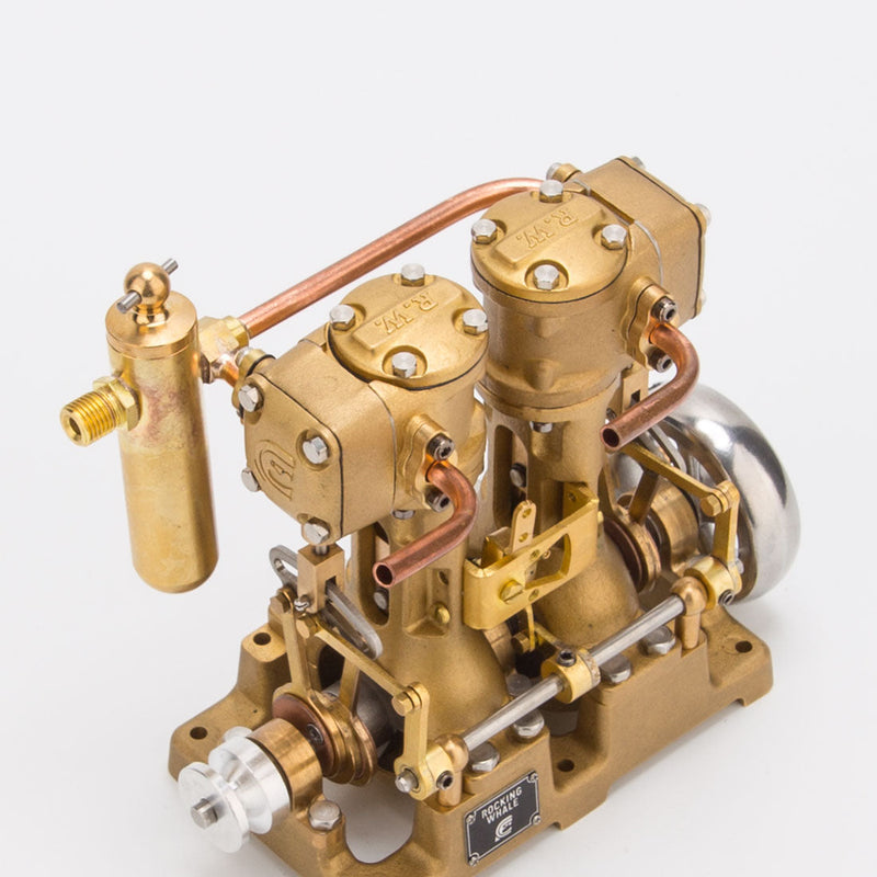 RW-L2 Mini Inline Double Cylinder Reciprocating Steam Engine Model for 70-130cm Steamships (Forward and Reverse Rotation/Without Boiler) enginediyshop