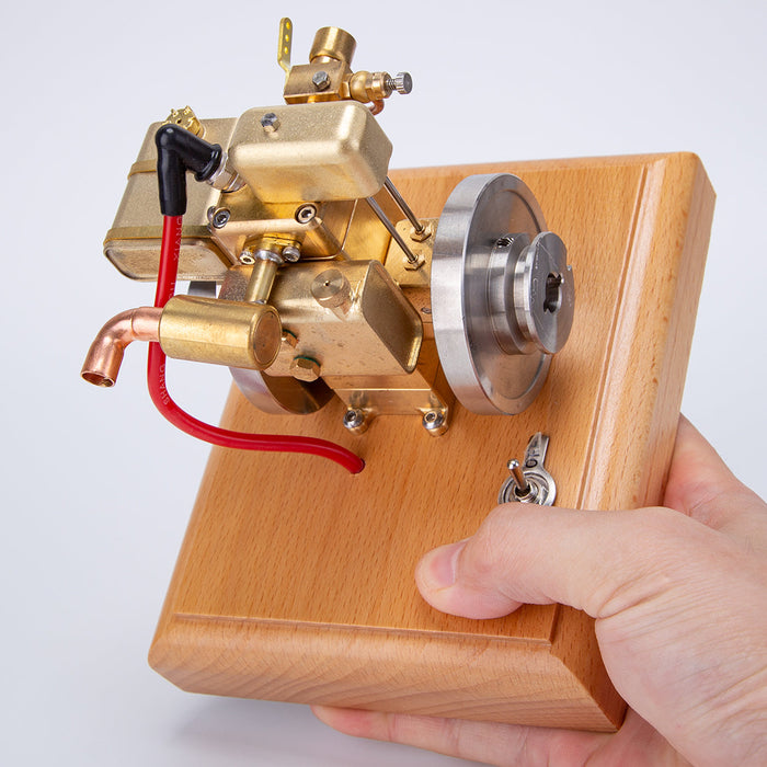 Mini 1.6cc Water-cooled Single-cylinder 4-stroke Gasoline Engine Internal Combustion Engine Model with Wooden Base enginediyshop