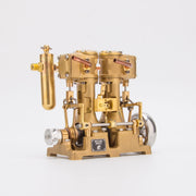 RW-L2 Mini Inline Double Cylinder Reciprocating Steam Engine Model for 70-130cm Steamships (Forward and Reverse Rotation/Without Boiler) enginediyshop