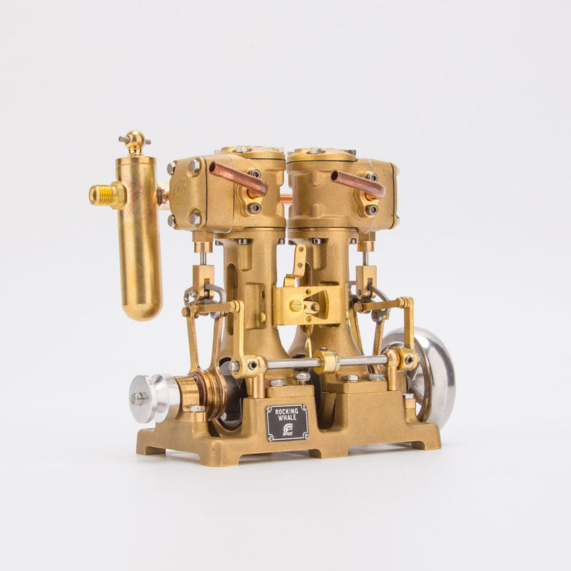 RW-L2 Mini Inline Double Cylinder Reciprocating Steam Engine Model for 70-130cm Steamships (Forward and Reverse Rotation/Without Boiler) enginediyshop