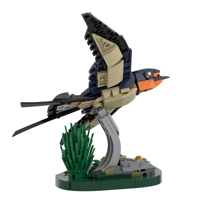 MOC BarnSwallow Flying Bird Model with Movable Head and Wings Display Model Kit (226 PCS) enginediyshop