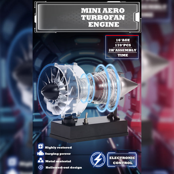 TECHING Mini Turbofan Engine Kit - DIY Metal Mechanical Visible Electric Motorized Jet Engine Model for STEM Education (170PCS+) enginediyshop