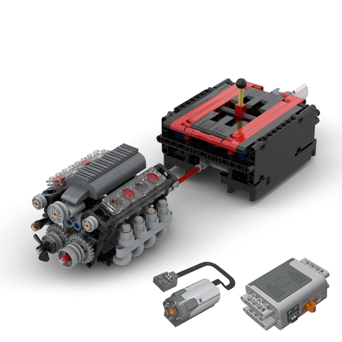 V8 Engine with Gearbox Tech Engine Model Particle Building Blocks MOC ...
