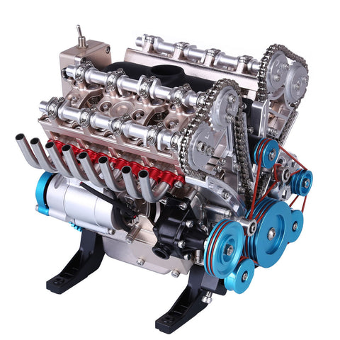TECHING 500+ Teile 1:3 V8 Motor Modell Bausatz, Metall-Mechanik Motor Experiment Physik Spielzeug9