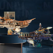 Whale Ship DIY 3D Wooden Puzzle Kit (472PCS) enginediyshop