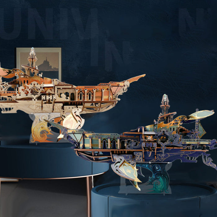 Whale Ship DIY 3D Wooden Puzzle Kit (472PCS) enginediyshop