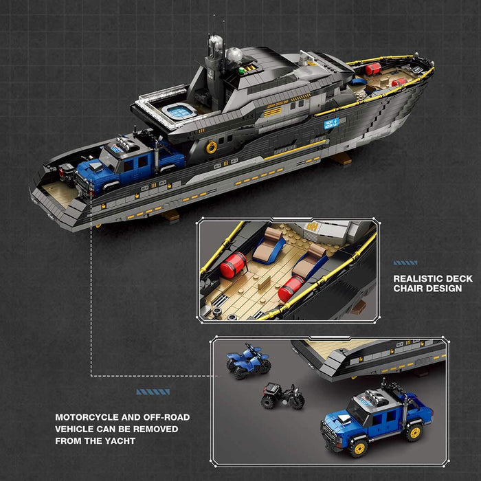 Mocsage MOC-185307 1/30 Scale Luxury Super-yacht Building Blocks Set-4421PCS enginediyshop
