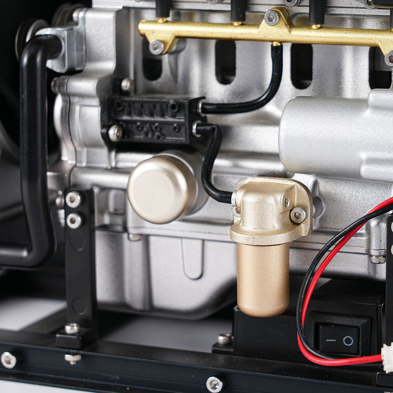 TECHING 1/10 DIY Mini Metal OHV Inline Four-cylinder Diesel Engine Model with Cooling System Educational Toys Gifts (Upgraded Version/300+PCS) enginediyshop