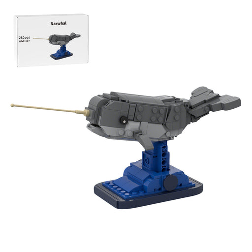 MOC-214332 Narwal Building Blocks Set, Marine Creature Brick Set with Display Base(280PCS) enginediyshop
