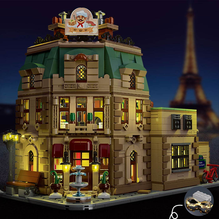MOC-160521 Restaurants in Paris with Lights Modular Small Particles Building Blocks Set (3104PCS) enginediyshop