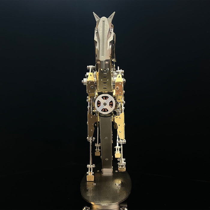 3D Metal Mechanical Horse Model DIY Dynamic Creature Assembly Sculpture with Precision Transmission Structure Powered Model Art Installation Display Kit-300+PCS enginediyshop