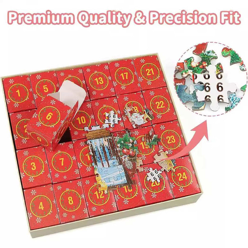 Advent Calendar Brain Teaser Adventskalender  Christmas Advent Calendar, 24-Day Countdown with 1008PCS Jigsaw Puzzle enginediyshop