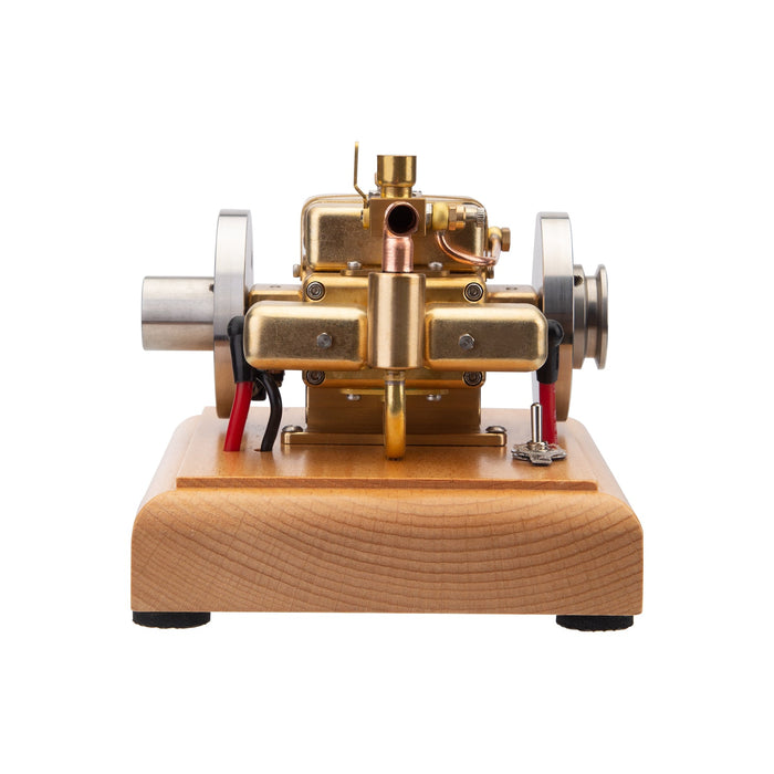 3.2cc Mini Horizontal Water-cooled Double-cylinder Four-stroke Gasoline Engine Model with Wooden Base enginediyshop
