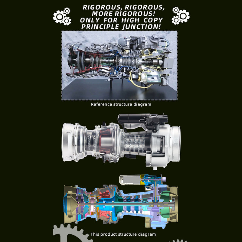 TECHING×SKYMECHMAN 1/4 Scale Metal Simulation Electric Military Helicopter Turboshaft Engine Model Kit