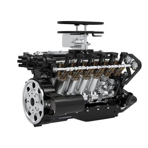 ENJOMOR V12 GS-V12 72CC DOHC Four-Stroke V-Shaped Twelve-Cylinder Water-Cooled Electric Gasoline Internal Combustion Engine Model - V12 Engine Model That Works enginediyshop