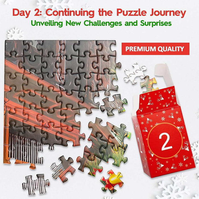 Advent Calendar Brain Teaser Adventskalender  Christmas Advent Calendar, 24-Day Countdown with 1008PCS Jigsaw Puzzle enginediyshop