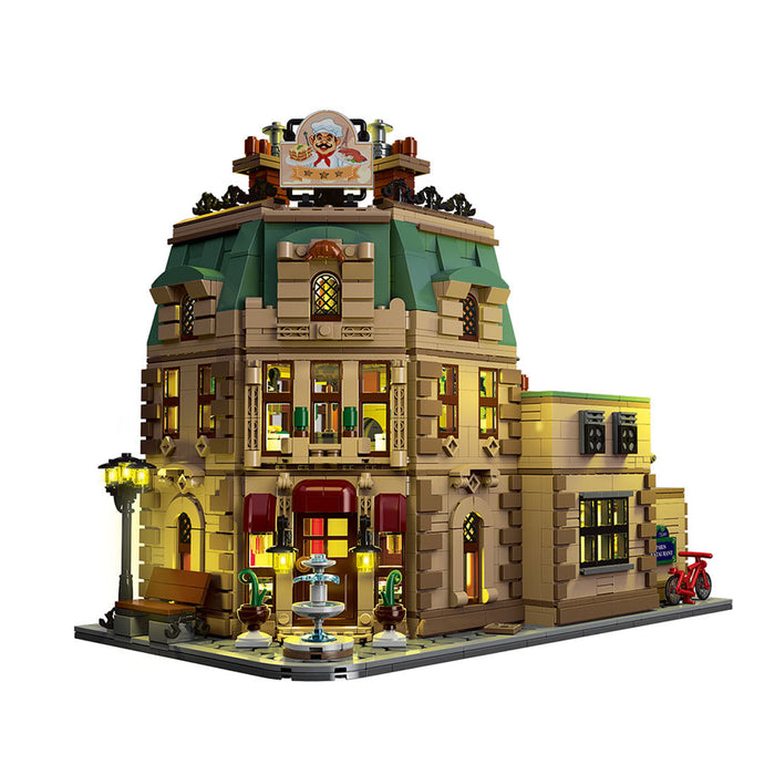 MOC-160521 Restaurants in Paris with Lights Modular Small Particles Building Blocks Set (3104PCS) enginediyshop