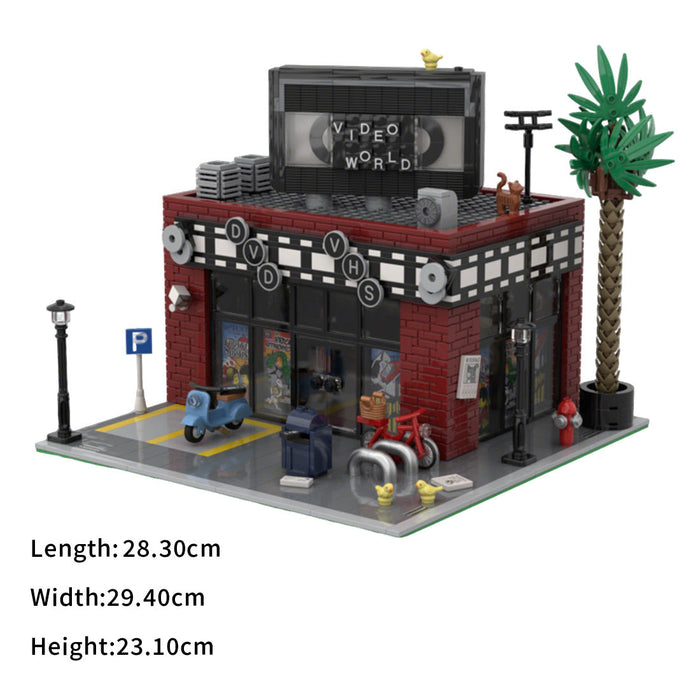 MOC  SoCal Neighborhood Retro Video Store Building Blocks Set(1746PCS) enginediyshop