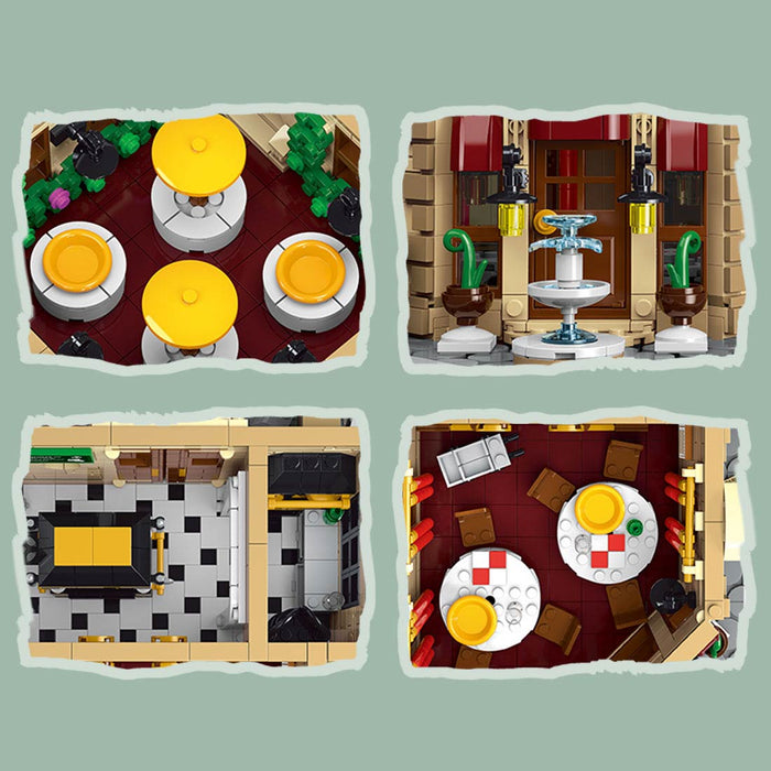 MOC-160521 Restaurants in Paris with Lights Modular Small Particles Building Blocks Set (3104PCS) enginediyshop