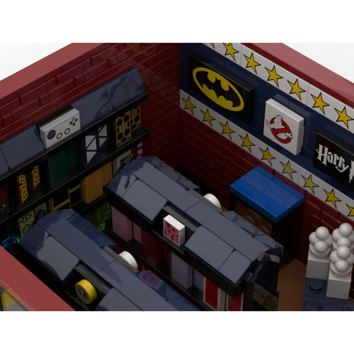 MOC  SoCal Neighborhood Retro Video Store Building Blocks Set(1746PCS) enginediyshop