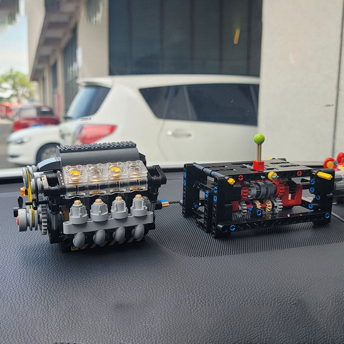 V8 Engine with Gearbox Tech Engine Model Particle Building Blocks MOC ...