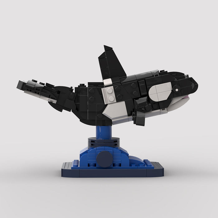 MOC-216387 Orca Whale Building Blocks Set, Black and White Marine Creature Brick Set with Display Base(329PCS) enginediyshop