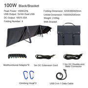 100W Foldable Solar Panel Charger Kit for Smartphone Laptop