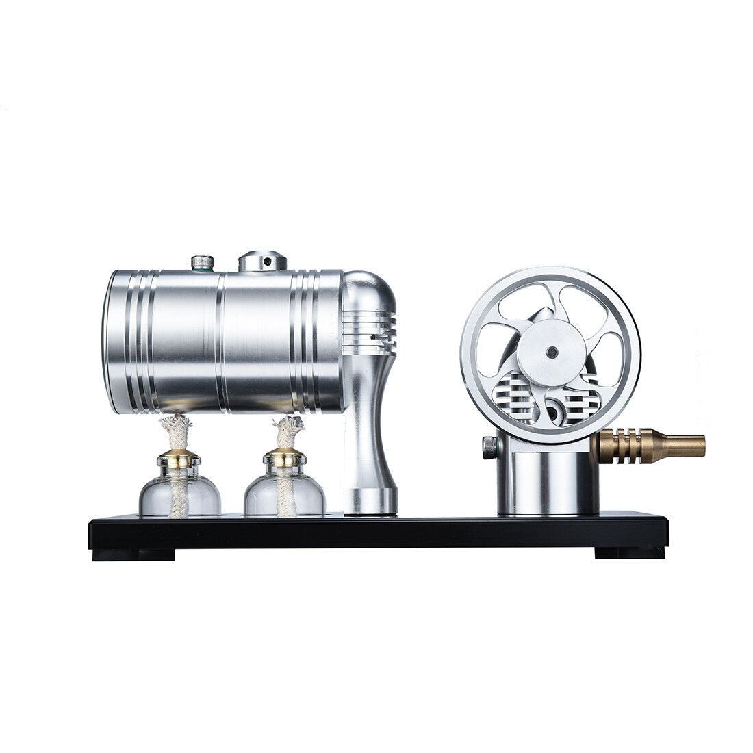 Retro-Dampfmaschinenmodell mit Kessel, Basis und Alkohollampe 1