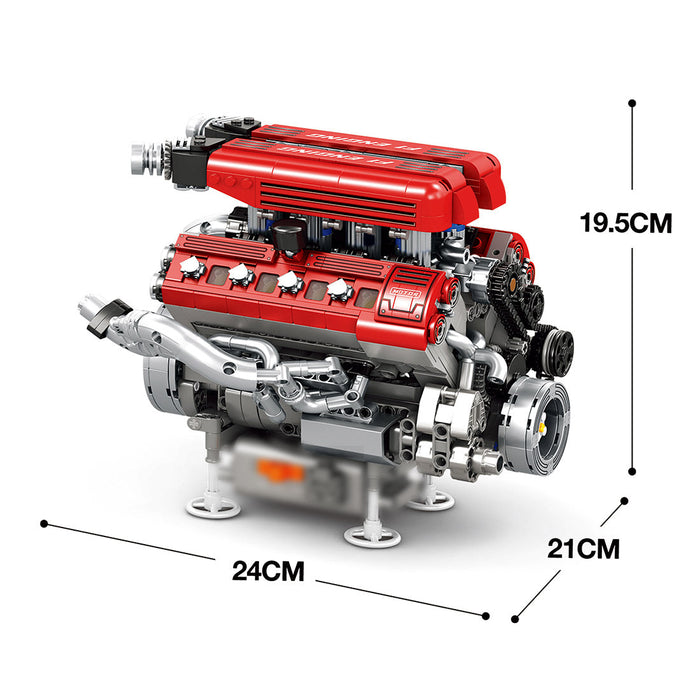 MOC Simulation V-Shaped Eight-Cylinder Engine Building Blocks Set（1101PCS/Dynamic Version） enginediyshop
