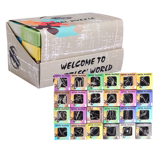 Advent Calendar Filler - Make Yours 24Pcs EPP28 Metal Wire Puzzles Brain Teaser Classical Intellectual Toy - Silver enginediyshop