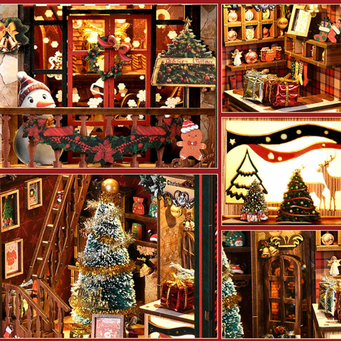 Christmas Shop 3D Wooden DIY Miniature House Kit, Creative Holiday Desktop Decor, Unique Christmas Gift (264PCS) enginediyshop