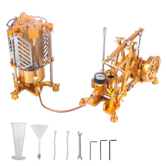ENJOMOR Watt-Dampfmaschinenreaktor Modell Dampfpumpe mit Kesselgenerator Wissenschaftliches Bildungsspielzeug für die Desktop-Dekoration 1