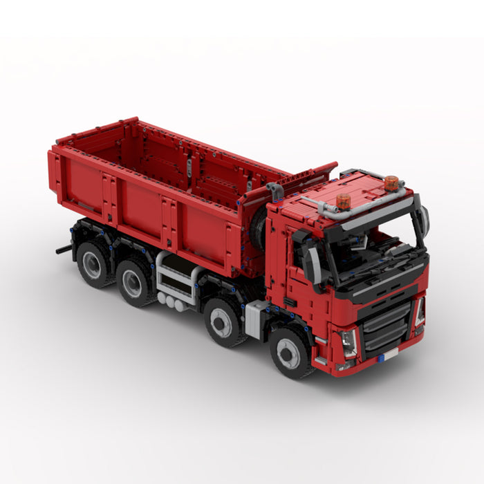 MOC-1/17 Scale Volvo-Fm Dump Truck Building Blocks Set(Dynamic Version/Red/3384PCS)