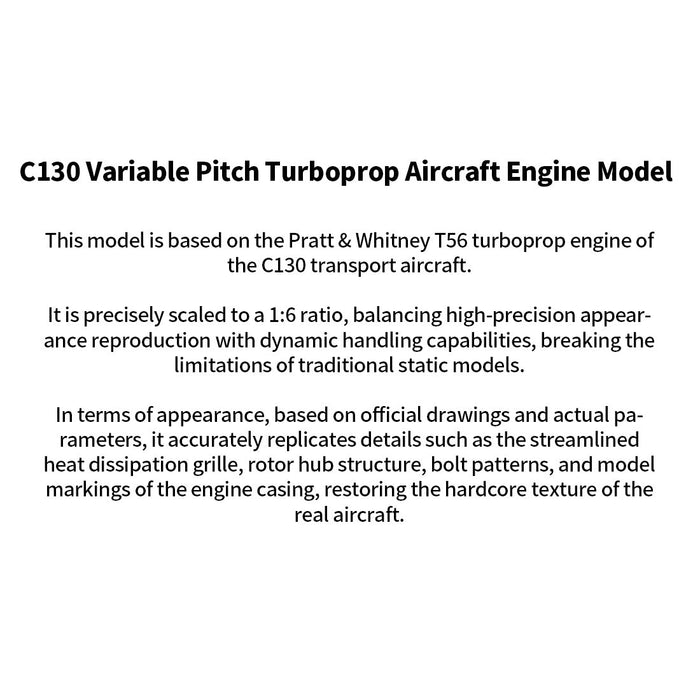 1/6 Scale C130 FMD 3D-Printed Variable-Pitch Turboprop Engine Model, STEM Educational Tool enginediyshop
