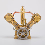 RW-V2 Mini V-Shape Double Cylinder Reciprocating Steam Engine Model for 70-130cm Steamships (Forward and Reverse Rotation/Without Boiler) enginediyshop